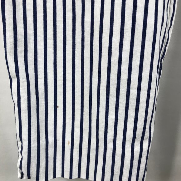 Jules Leopold Crop Pants Womens Medium Striped Navy Blue Pull On Stretch Ankle - Picture 9 of 10